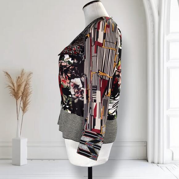 Bryon Lars Beauty Mark Top Size 8 Abstract Mixed Print Media Designer Blouse - Picture 2 of 16